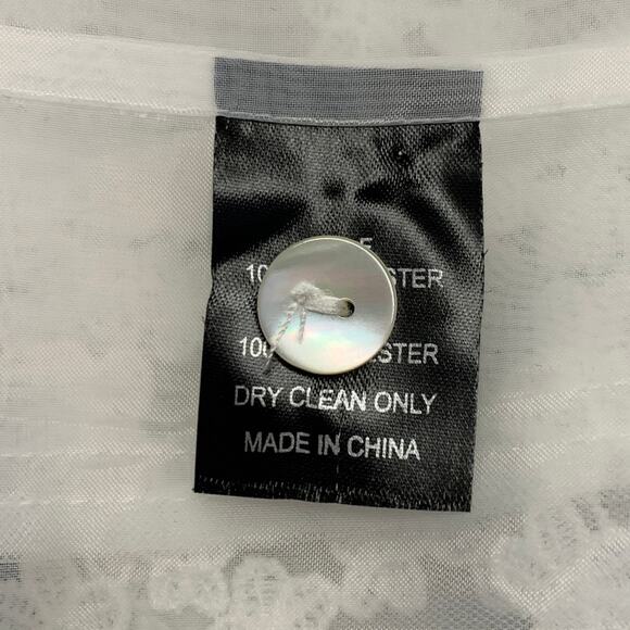 CYNTHIA ROWLEY Size M White Polyester Lace Peak Lapel Pantsuit - Picture 10 of 12